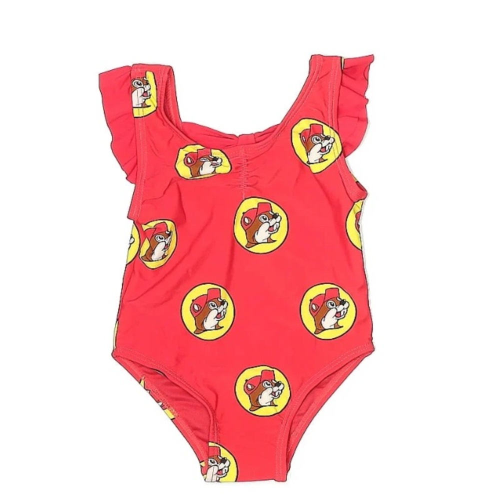 Buc-ees Toddler One Piece Ruffled strap Bow Back Swimsuit |Size 3T